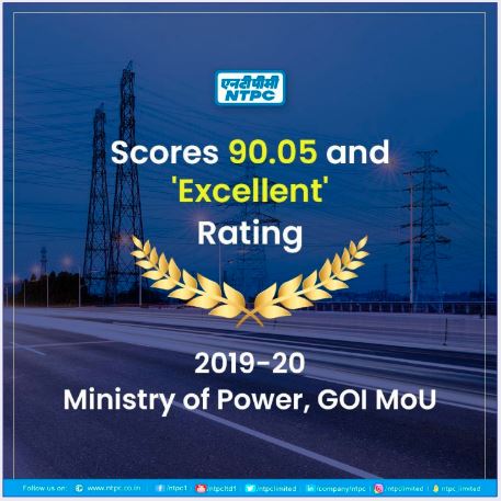 NTPC Scores 90.05 & Excellent Rating from MOP