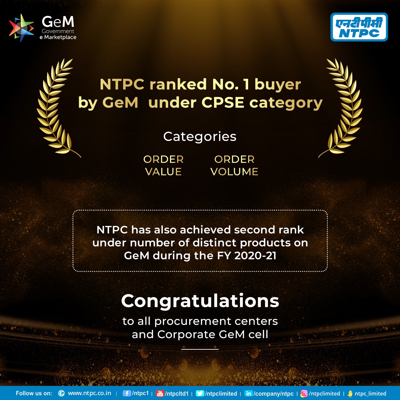 NTPC ranked No. 1 buyer by GeM under CPSE category