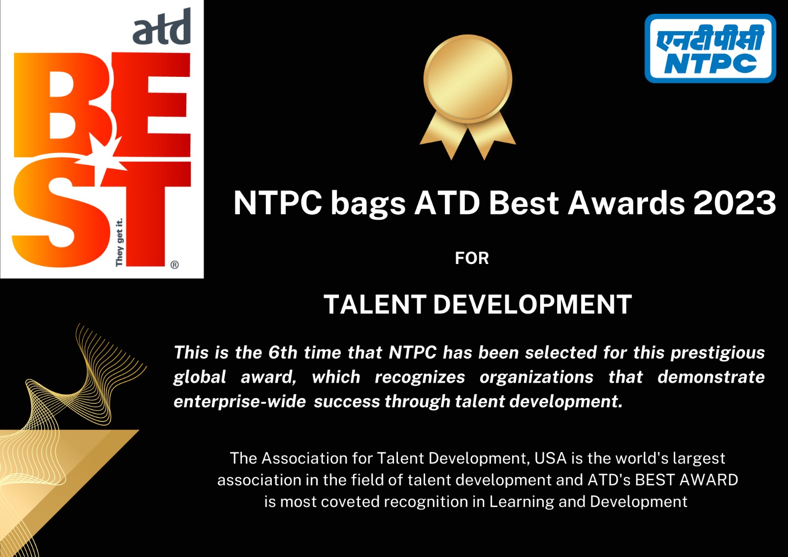 NTPC bags ATD Best Awards 2023 for 6th Time